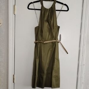 Jessica Simpson Olive Backless Dress with Tan Belt